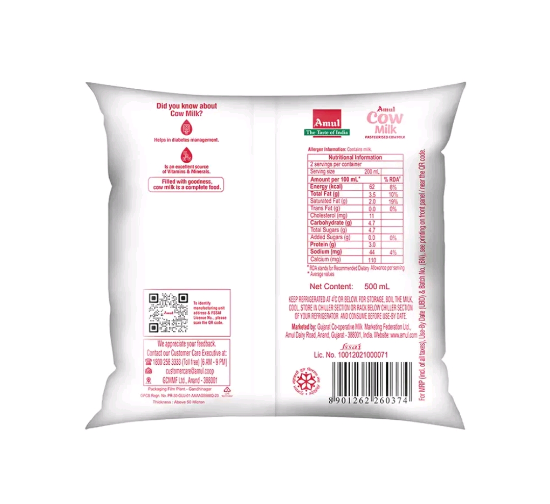Amul cow milk 500ml – image 3