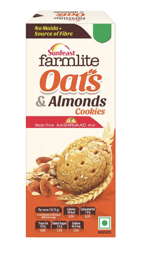 Sunfeast farmlite oats and almonds biscuits