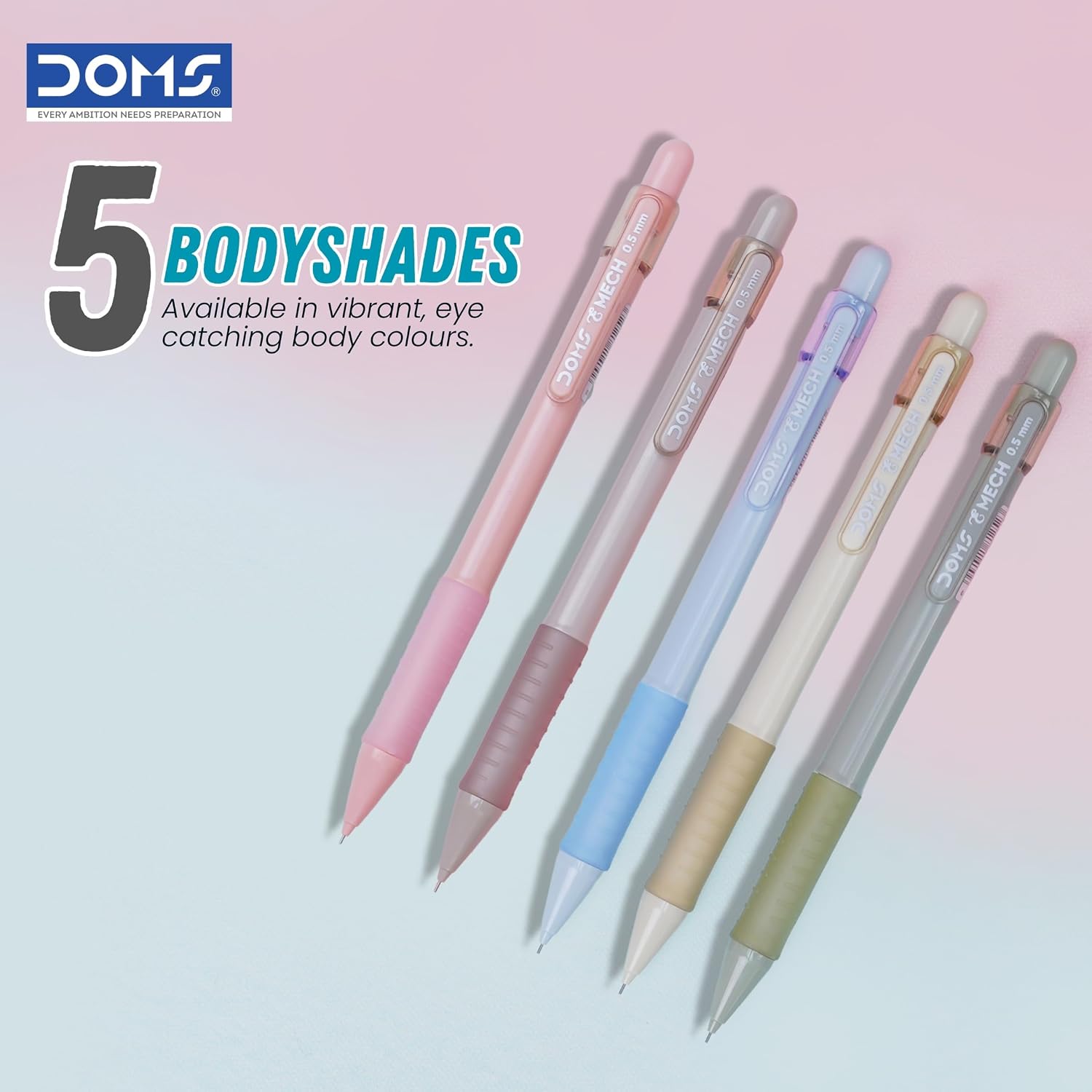  Doms E-Mech Mechancial Pencil | 0.5mm Lead and Built-in Eraser