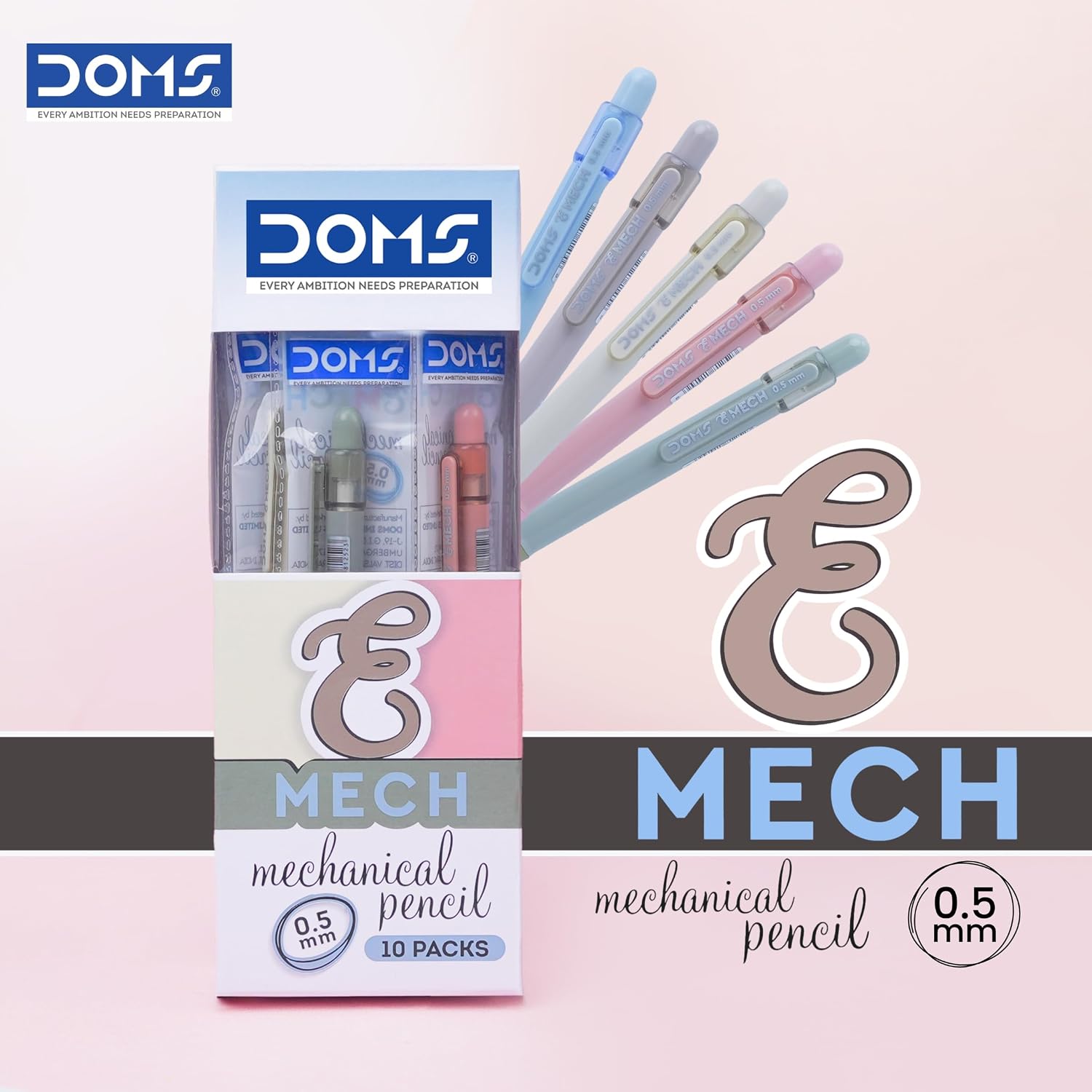  Doms E-Mech Mechancial Pencil | 0.5mm Lead and Built-in Eraser – image 3