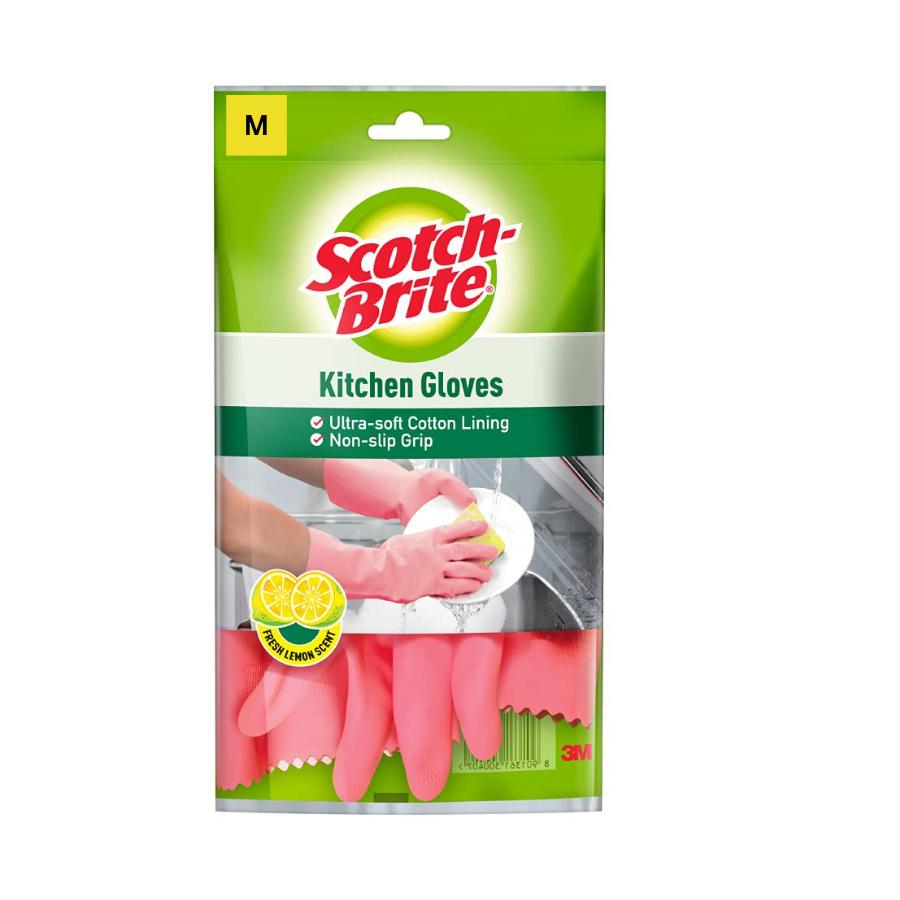 Scotch-Brite Kitchen Gloves – Fresh Lemon Scent, Medium (M)