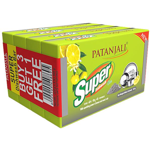Patanjali Super Dish Wash Bar with Rakh & Lemon – 900 g (3 + 1 Free) – image 2