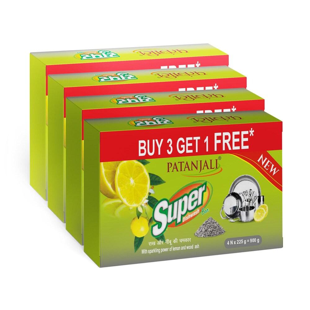 Patanjali Super Dish Wash Bar with Rakh & Lemon – 900 g (3 + 1 Free) – image 3