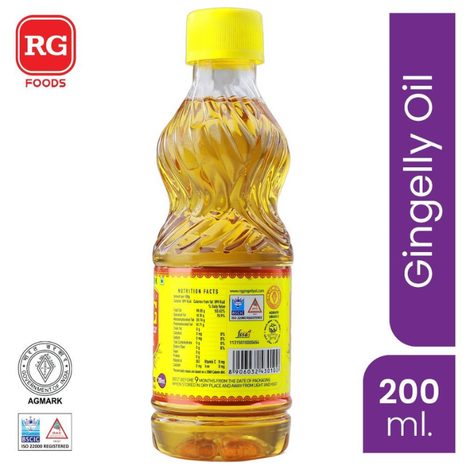 RG 200ml Gingelly Oil, Plastic Bottle – image 1